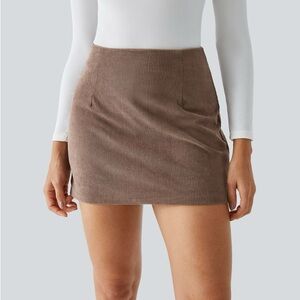 Brown Corduroy Skirt with Built in Shorts